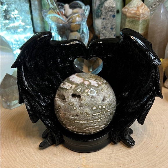 Other - Black angel wing sphere stand